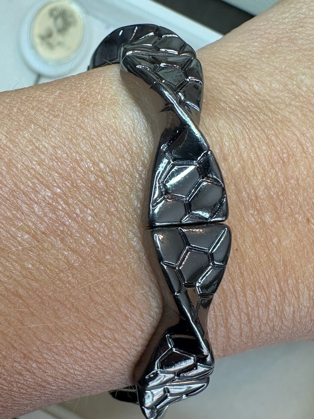 Lia Sophia Gunmetal Geometric Stretch Bracelet